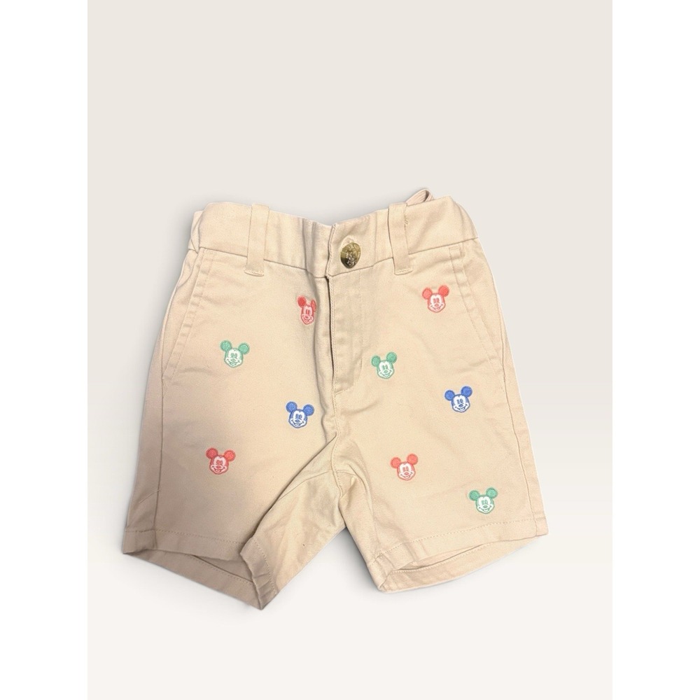 Janie and Jack x Disney Embroidered Mickey Mouse Khaki Shorts 2T